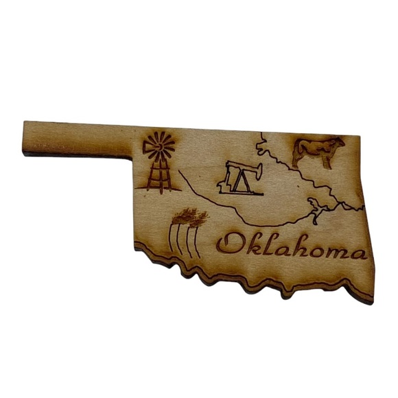 Vintage Oklahoma State Wooden Travel Collectible Magnet - Picture 1 of 4